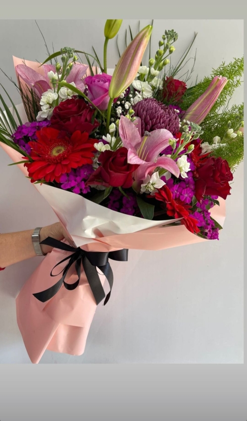 Lilyum Gül Gerbera Buketi